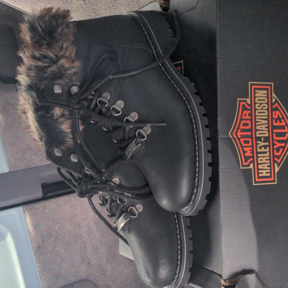 Harley Davidson Black Benton riding boots size 7 NWT